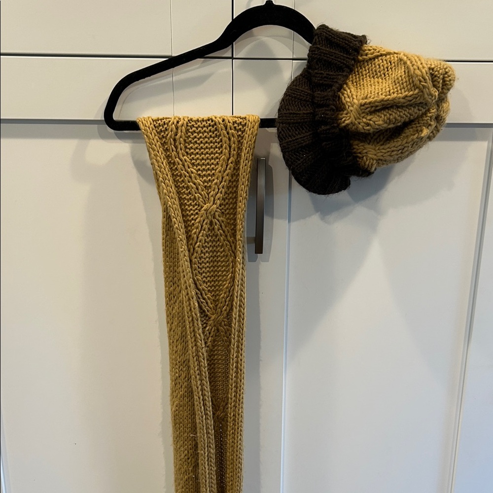 Wet Seal Knit Scarf in Brown and Tan